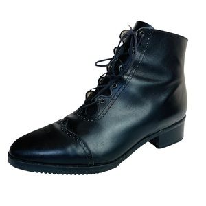Kenzo Black Leather Wing Cap Lace up Combat Boots Women’s Size 7.5